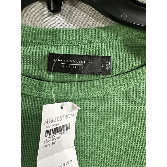 NWT Junk Food Clothing Seattle Seahawks Medium Cropped Green Waffle Knit Shirt - Picture 5 of 7